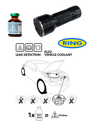 UV Dye & Torch Kit Leak Detection Dye Car Radiator/Hose/Water Coolant Pipe RLD2