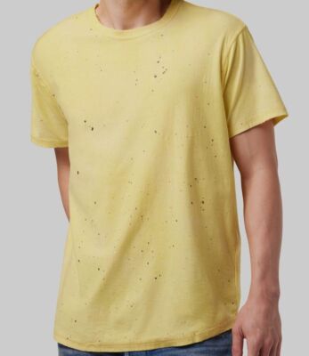 $105 Hudson Jeans Men's Yellow Anderson Reversed Elongated T-Shirt Size L