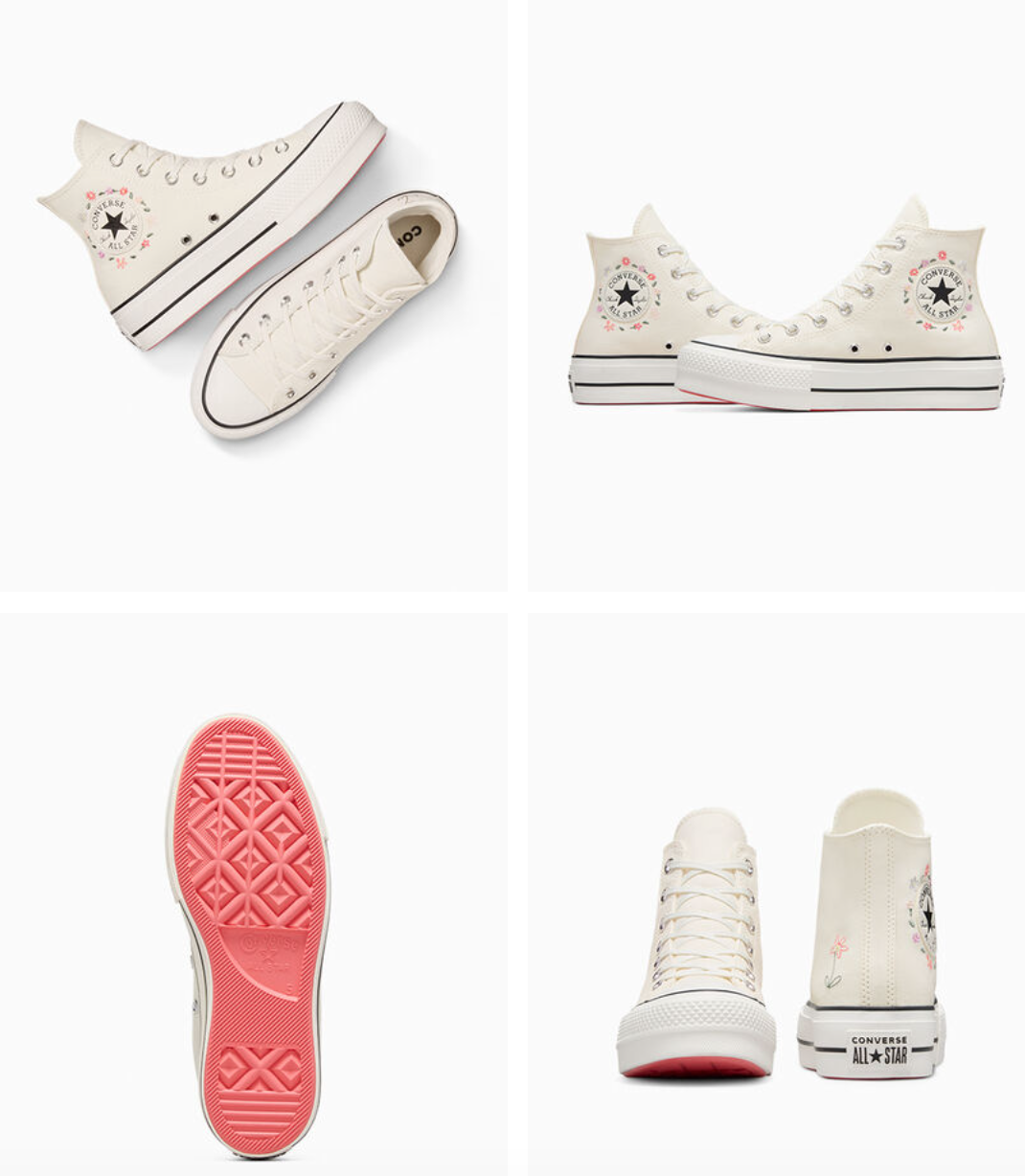 Pre-owned Converse Women's  Star Lift Little Flowers Luxe Shoes A10147c Watermelon In Red