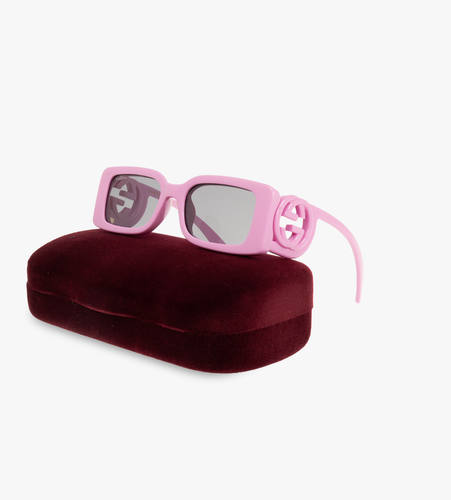 Pre-owned Gucci Gg1325s-006 Pink Sunglasses In Gray