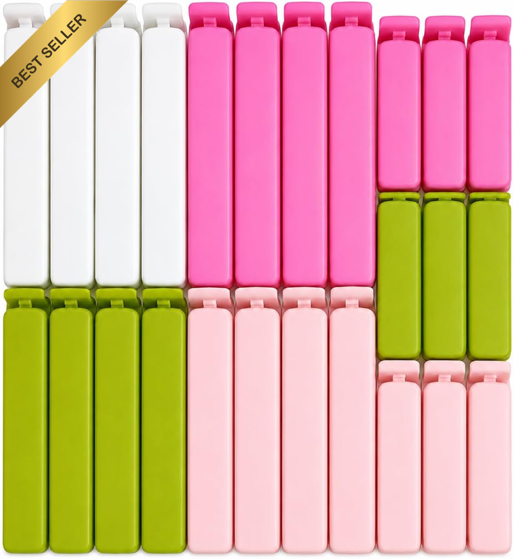 25-Pack Reusable Bag Clips for Food Storage, 2 Sizes