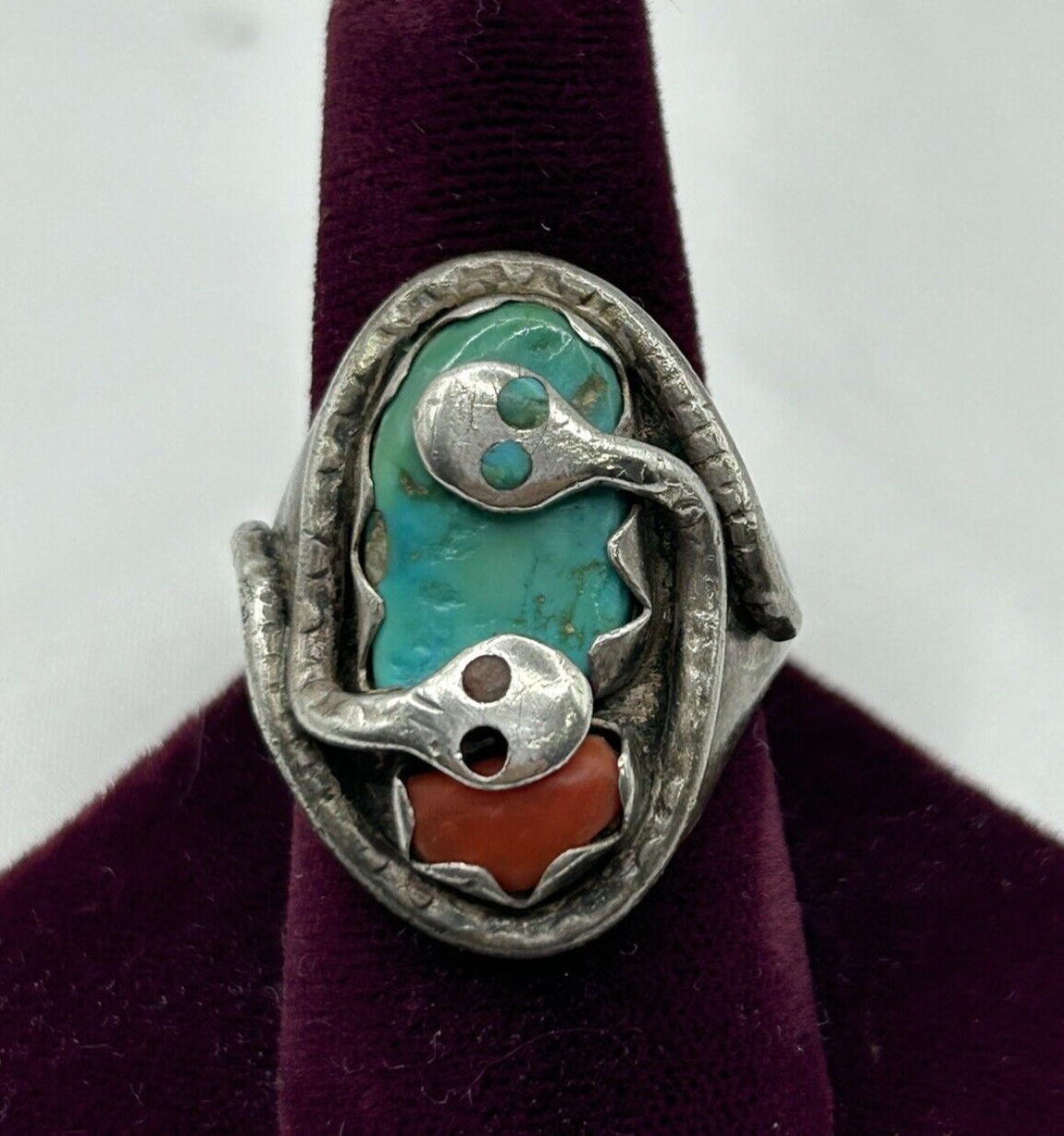 Vintage Signed EFFIE C ZUNI CALAVAZA Silver Turquoise Vintage Signed EFFIE C ZUNI CALAVAZA Silver Turquoise