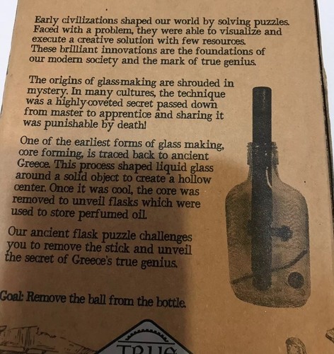 True Genius Grecian Glass Bottle Puzzle Difficulty Level 14-up New In Box