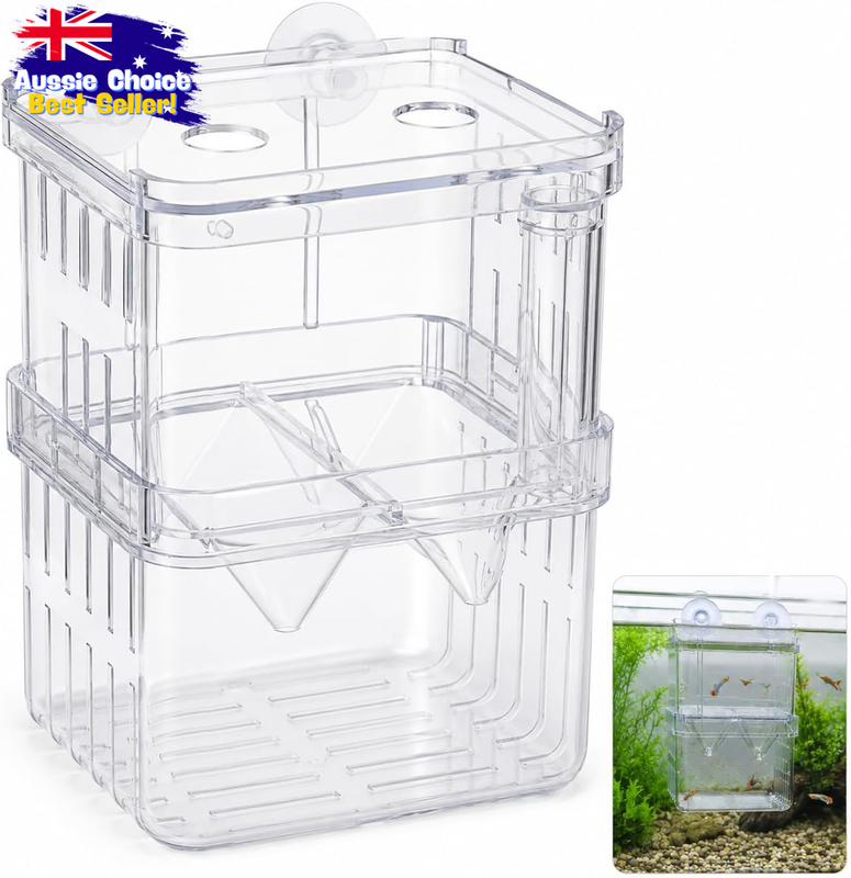 2-Layer Fish Breeding Box | Removable Divider Fry Hatchery for Guppy & Betta