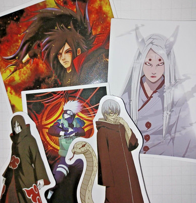 Naruto Anime PVC Stickers Set Lot of 5 Madara Orochimaru Kabuto Kakashi Kaguya