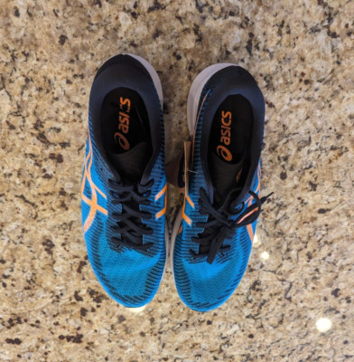 Asics Men's Running Shoes Magic Speed 2 Island Blue Orange Pop size US 9