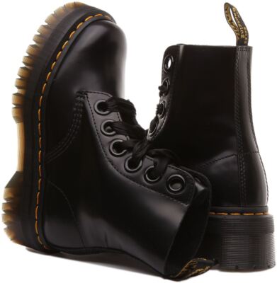 Pre-owned Dr. Martens Dr Martens Molly 6 Eye Platform Sole Womens Sneaker In Black Size Us 5 - 11