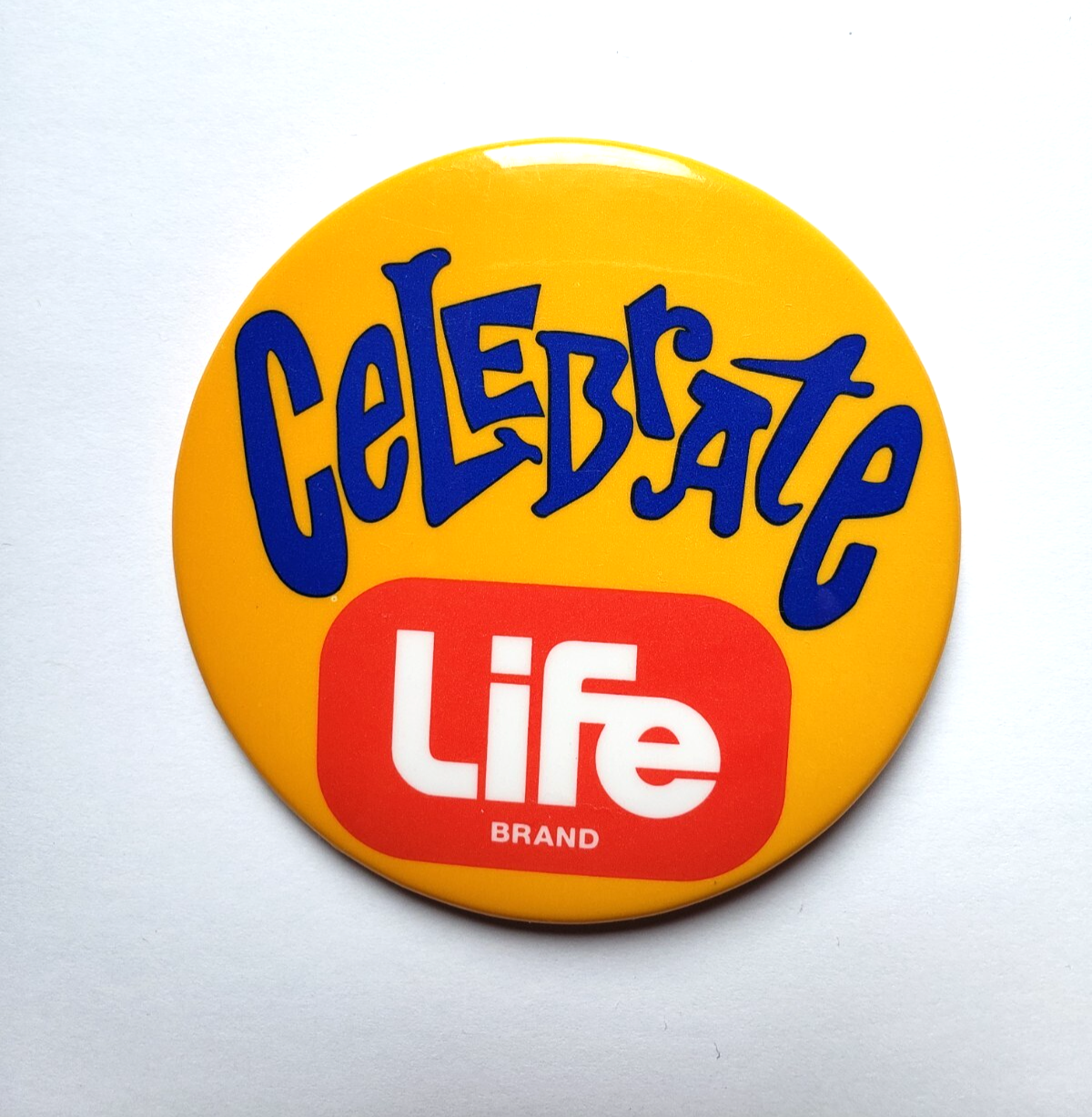 Celebrate Life Brand Promo Pinback Button 3 in