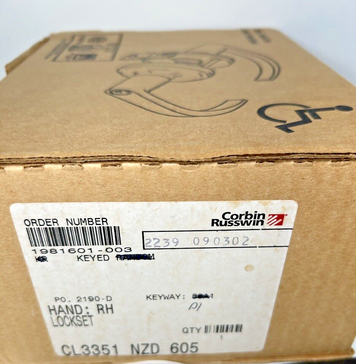 Corbin Russwin CL3351 NZD 605 RH Lever Lockset NIB CL3300 Series Heavy Duty