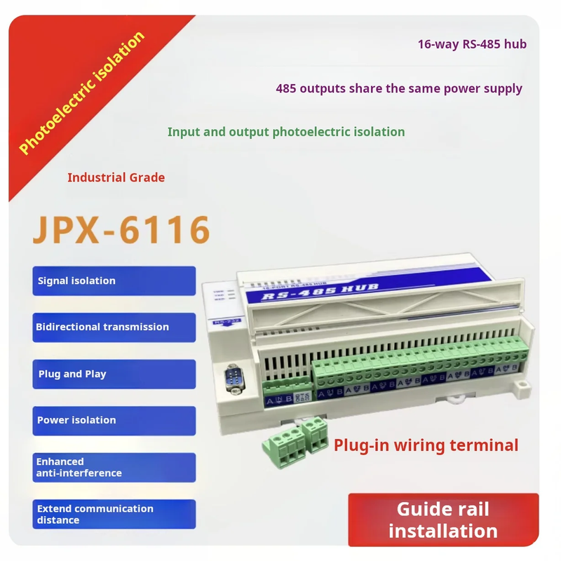 Industrial RS485 Hub 2/4/8/16 Channel Full/ Optoelectronic Isolation Distributor