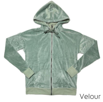 LuLaRoe Cozy LARGE Bethany Velour Zip Front Hoodie Solid Light Green