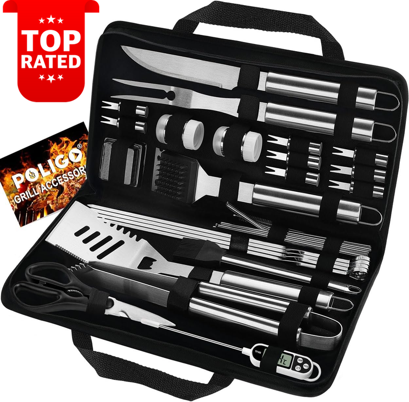 29PC Stainless Steel BBQ Grill Tool Set with Storage Bag Father's Day Gift