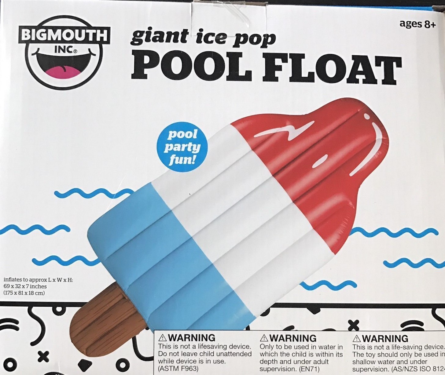 BigMouth Inc Giant ICE POP Lolly Popsicle Pool Float Inflatable Pool Raft Tube