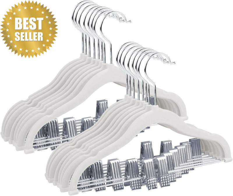 30 Cm Baby Velvet Hangers with Movable Clips, Non-Slip Kids Felt Hangers, Ultra-