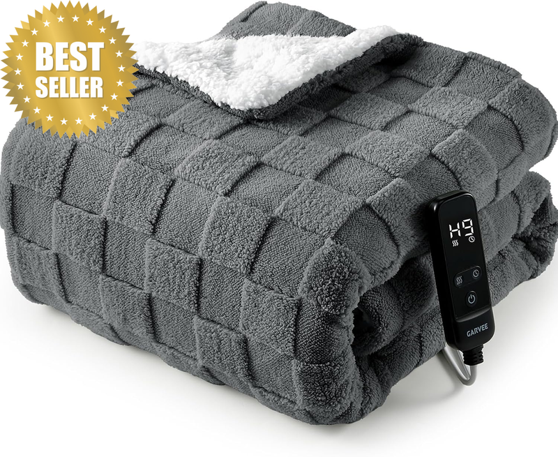 Heated Blanket, 160X130Cm 260GSM Milk Fleece Electric Blanket with 10 Heating Le