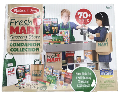 Melissa & Doug Fresh Mart Grocery Store Play Food & Role Play Companion Set NEW