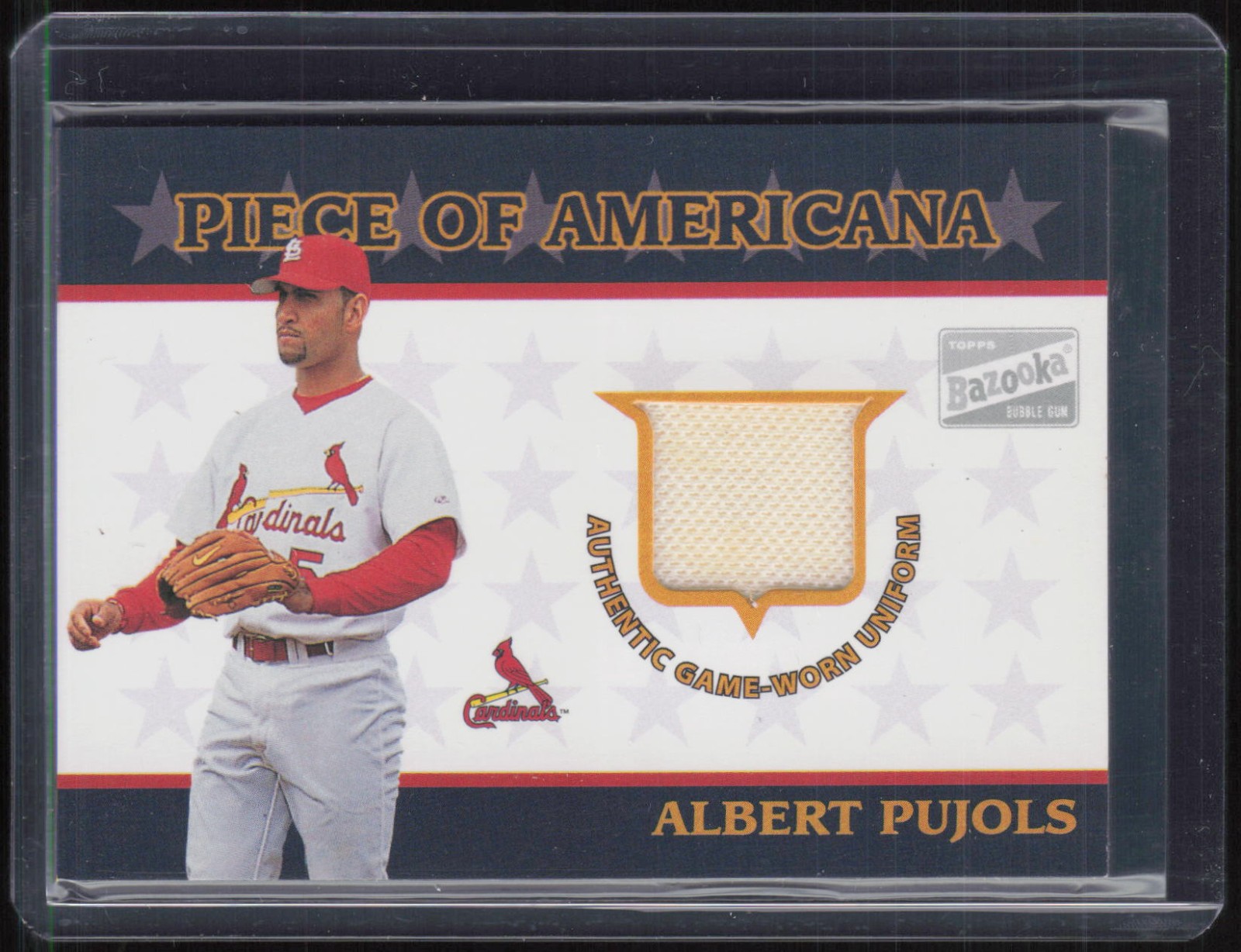 2003 Topps Bazooka Piece of Americana Albert Pujols Game Worn Jersey