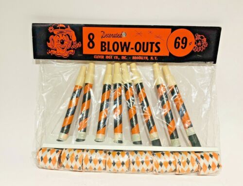 NOS Pkg Halloween Blow-out Horn Noisemakers, Clever Idea Co. Brooklyn, N.Y.