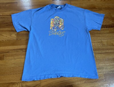 90s Bunny With Braces Vintage T-shirt Rare Rabbit Teeth Nerd XL Novelty 80s