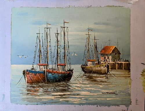 アンリー・ウエステル　直筆サイン『港』リトグラフ 大判 0801ZB チャンプー(張歩)「豫南金秋」リトグラフ 直筆サイン・落款