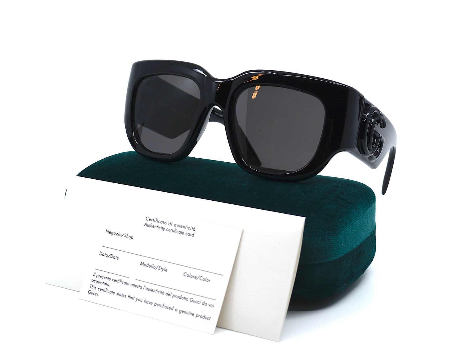Pre-owned Gucci Gg1545s 001 Black Grey Authentic Sunglasses 53-20 In Gray