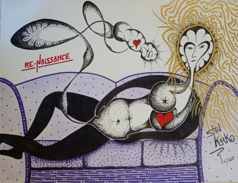 Encre Sur Papier De Stan Karko, Pointillisme 