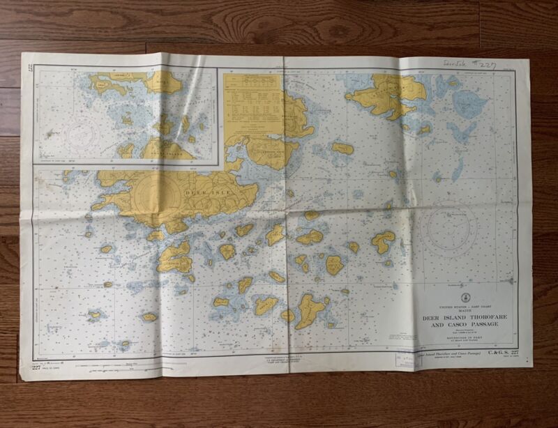 Vintage 1960 Deer Island Casco Passage Maine Nautical Chart Map - 35”x 22”