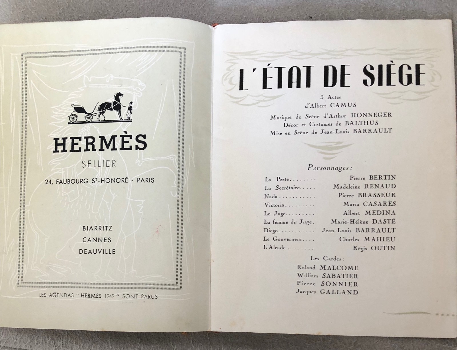 vintage 1940s theater program playbill Theatre Marigny Paris France deco adverts