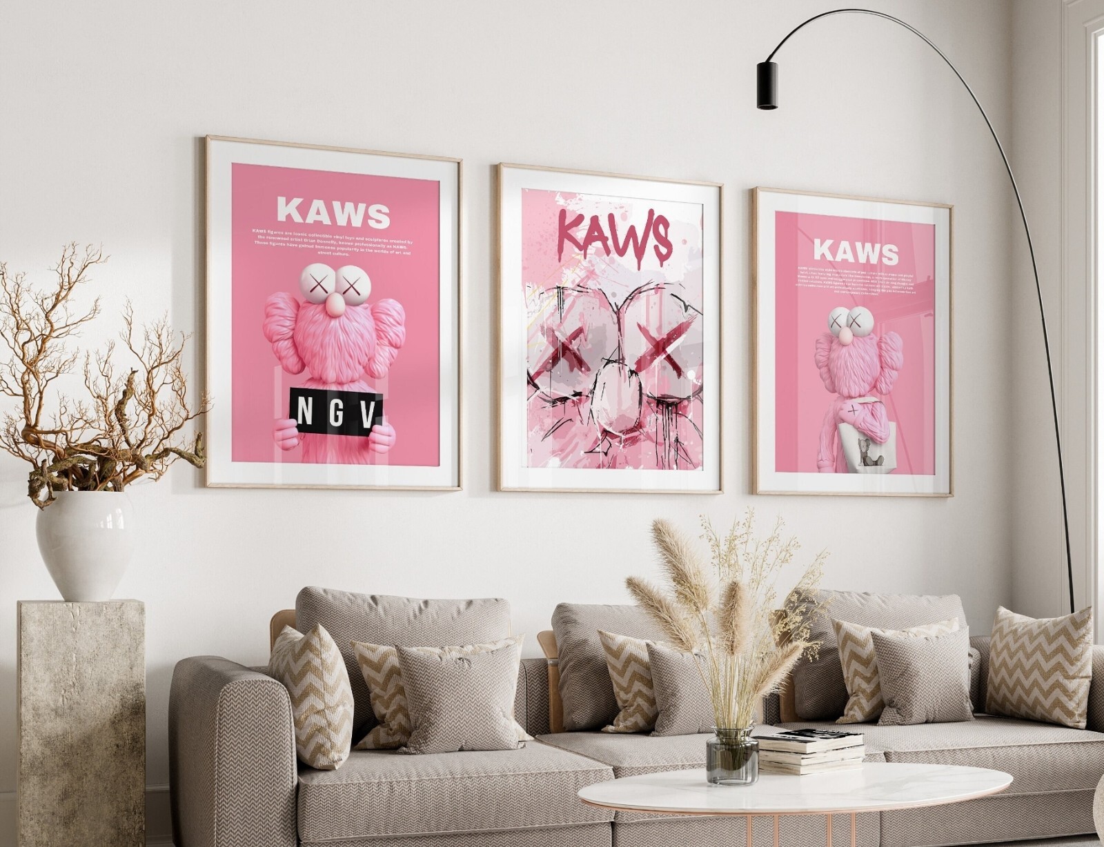 額装品/KAWS BFF PINK NGV カウズ/インテリア/アート KAWS BFF PINK NGV/カウズ/フレーム額装 : azポスター - 通販