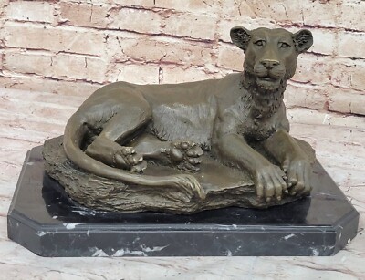 Bronze Leonine Lion Figurine Statue Resin Home Decor Safari Jungle