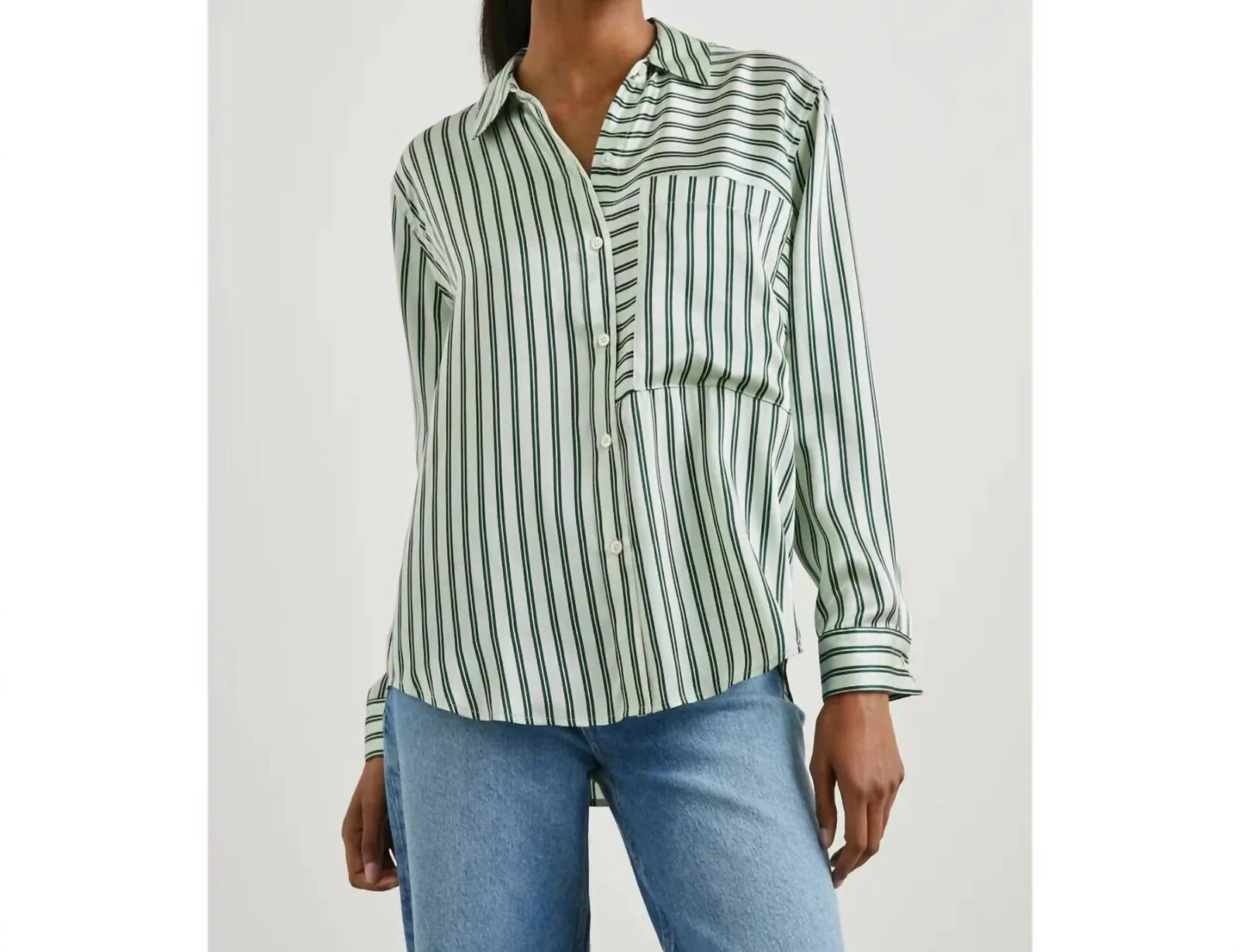 Rails Spence Silk Shirt Women's XL Eden Stripe Collared Button Down Long Sleeves - Picture 1 of 20