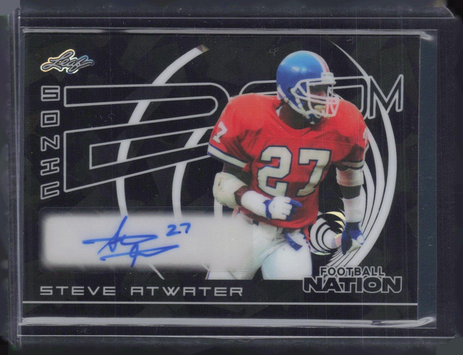 2025 Leaf Football Nation Sonic Zoom Crystal Black Steve Atwater 1/1 Auto