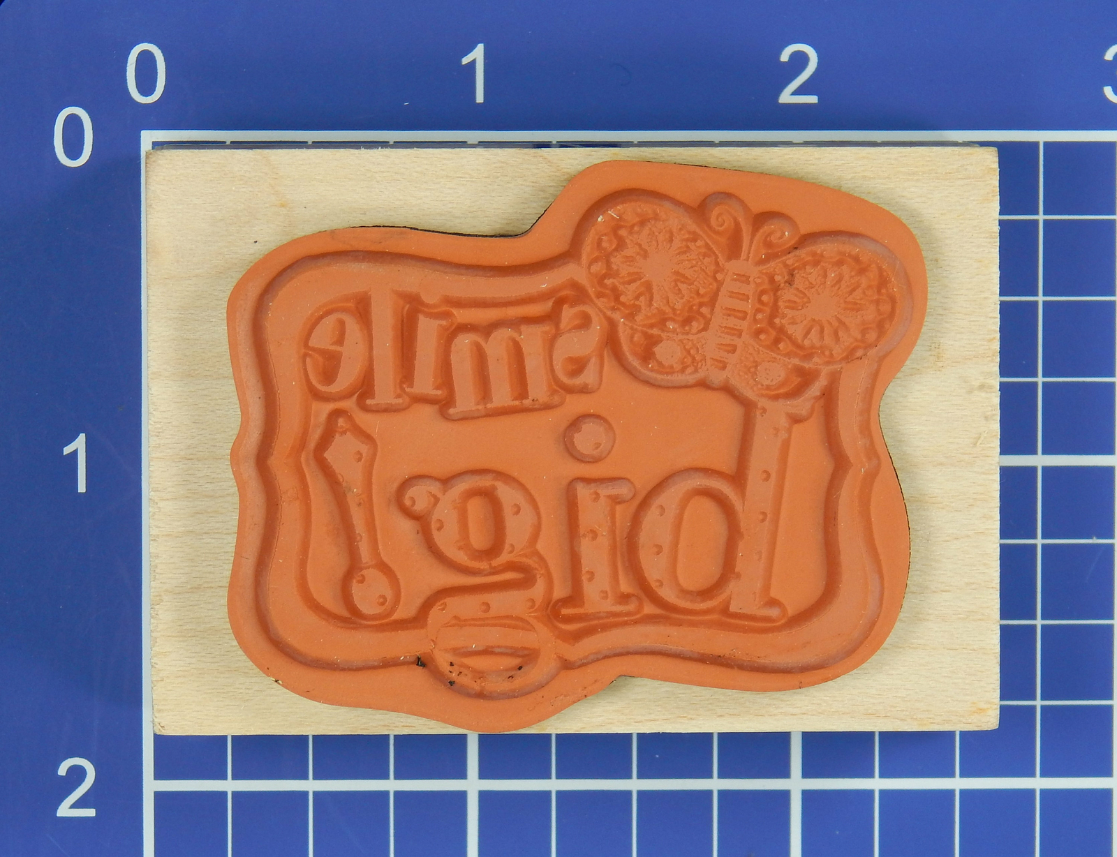 SMILE BIG, Wood Mounted Rubber Stamp by Tim Coffey, Inkadinkdo K & Company