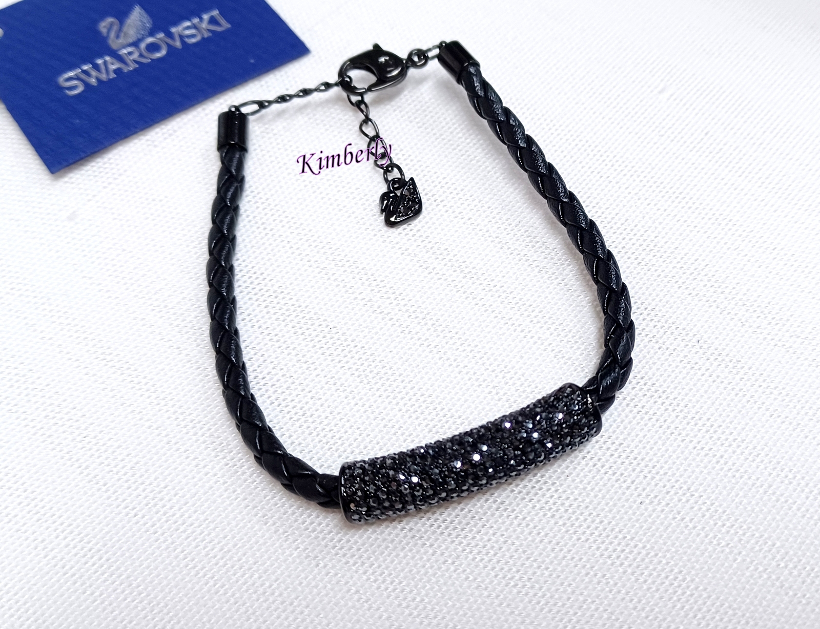 スワロフスキー SWAROVSKI チェーン ブレスレット BLK SLV org.jpg