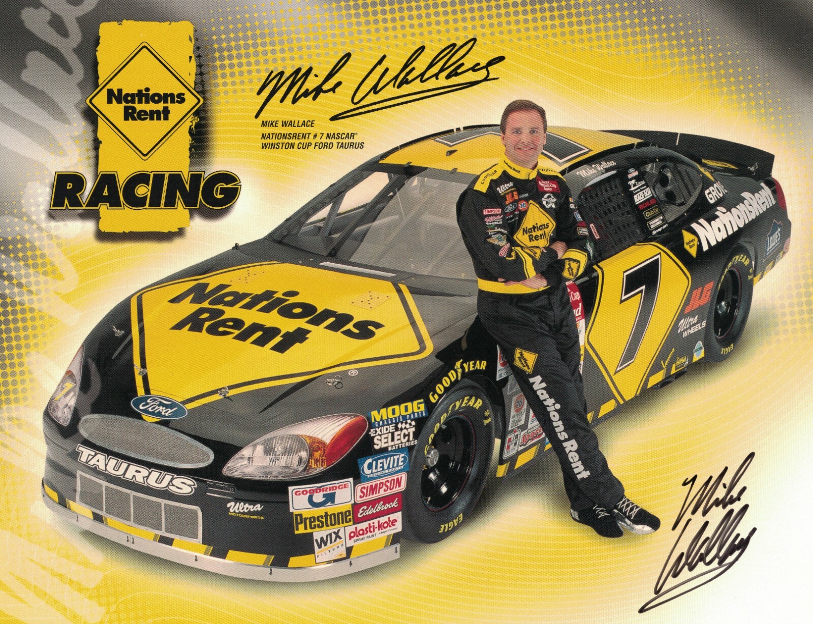 Mike Wallace Signed Autographed 8 x 10 Photo Nascar Driver