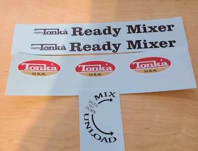 MIGHTY TONKA 1971 READY MIXER SET vinyl peel and stick decals.