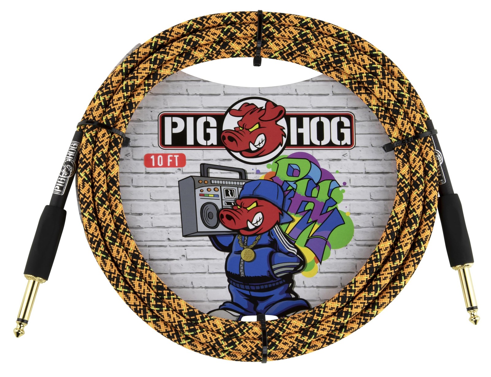 Pig Hog PCH10GOR Instrument Cable, Orange Graffiti