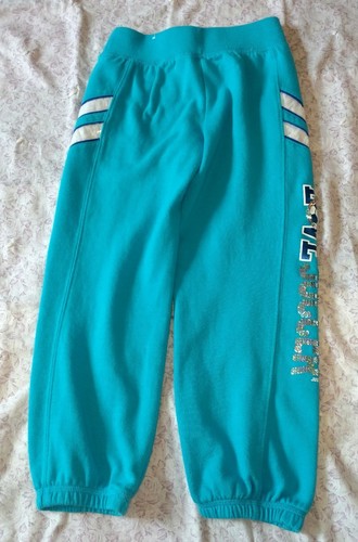 Justice Girls Size 6 Athletic Sweatpants Soccer Blue White Silver Sequin Elastic