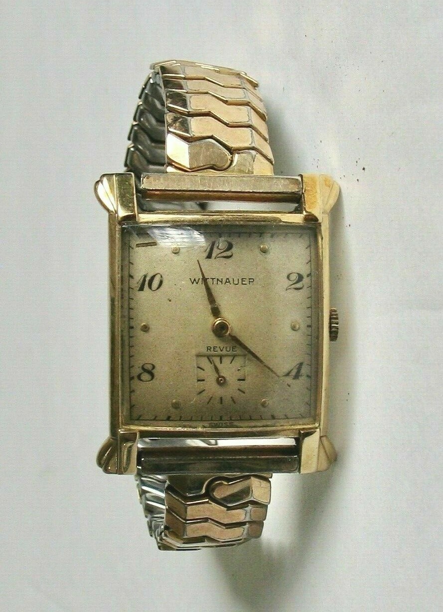 Vintage Wittnauer Revue Swiss Wristwatch Gold Art Deco Vintage Wittnauer Revue Swiss Wristwatch Gold Art Deco