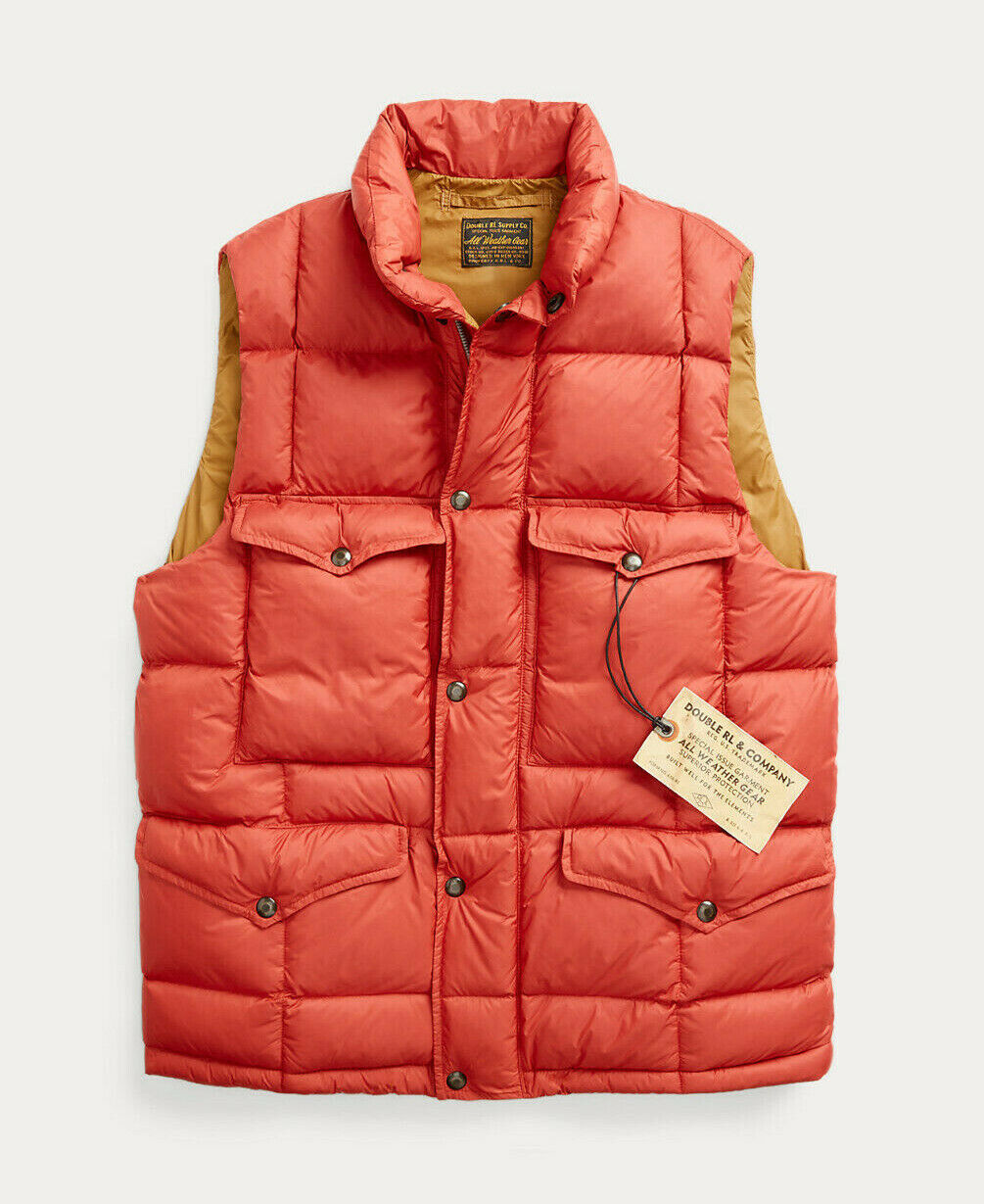 Pre-owned Ralph Lauren Rrl 60's Red Quilted Synthetic Down Puffer Vest Jacket