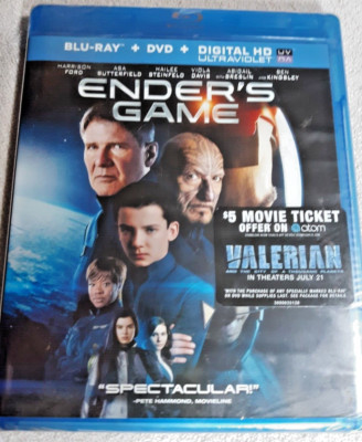 Ender's Game (Blu-ray, 2013) Harrison Ford Ben Kingsley Hailee Steinfeld Sci Fi