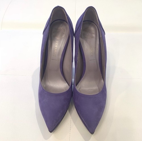 VERSACE Suede Bright Blue Pointed Toe Heels Sz 40 | eBay