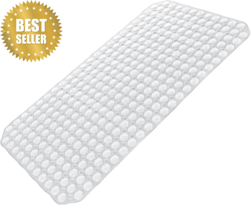 Anti-Slip Shower Mat, Bath Mat with Suction Cups, Textured PVC Shower Safety Mat