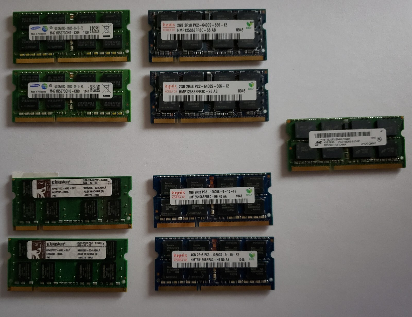 Lot of 9 Samsung Kingston Hynix Micron DDR3 Memory for Laptops