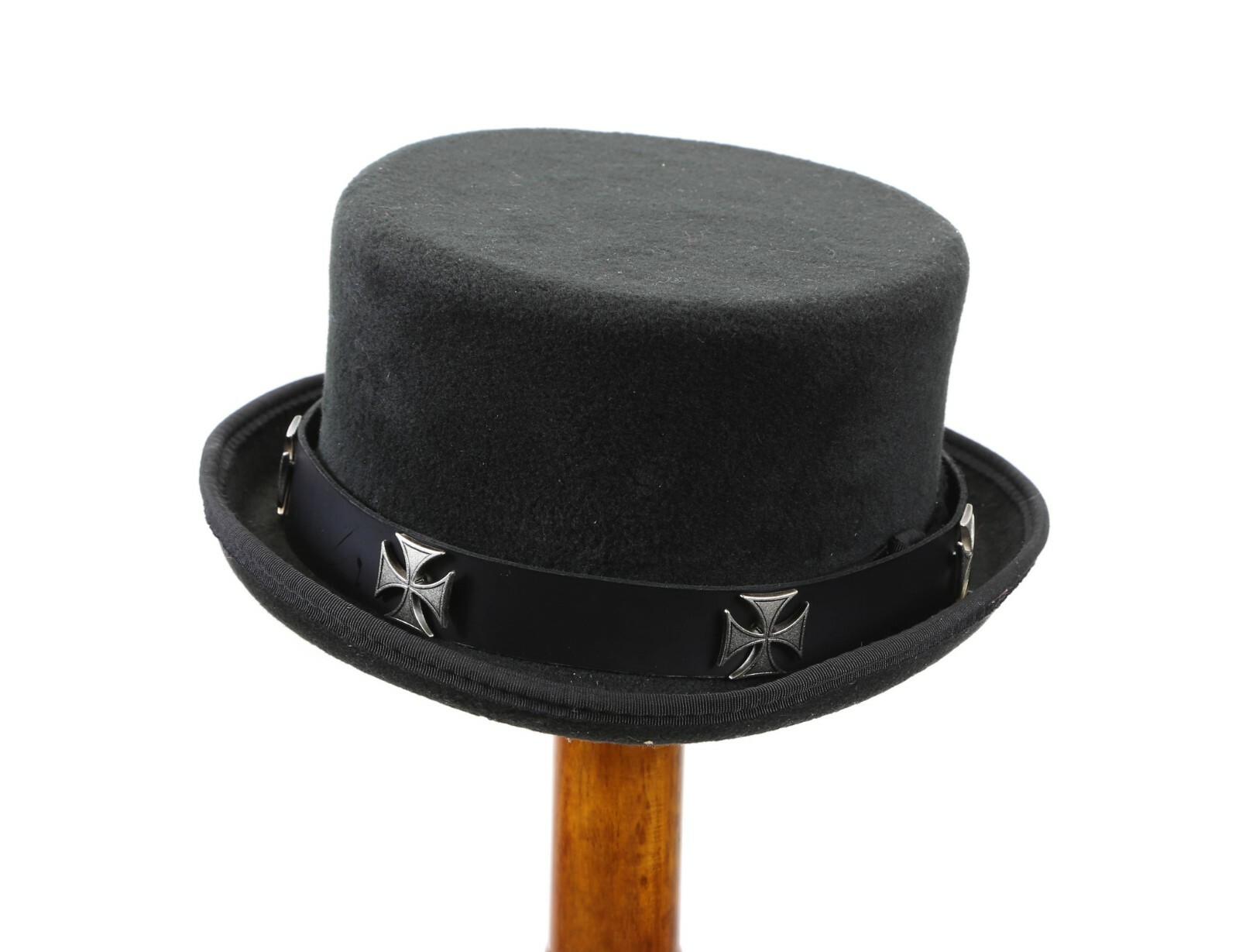 Nickel Iron Cross Hat Band for Cowboy Hats Steampunk Leather
