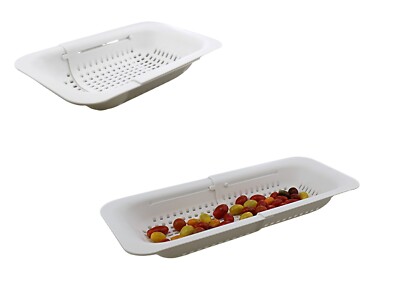 Over the Sink Extendable Colander Collapsible Plastic Fruit Vegetable Pasta