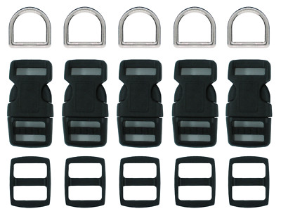 5/8 inch BLACK Dog Collar Hardware sets 2, 5, 10, 25, 50, 100 buckle-slide-Dring