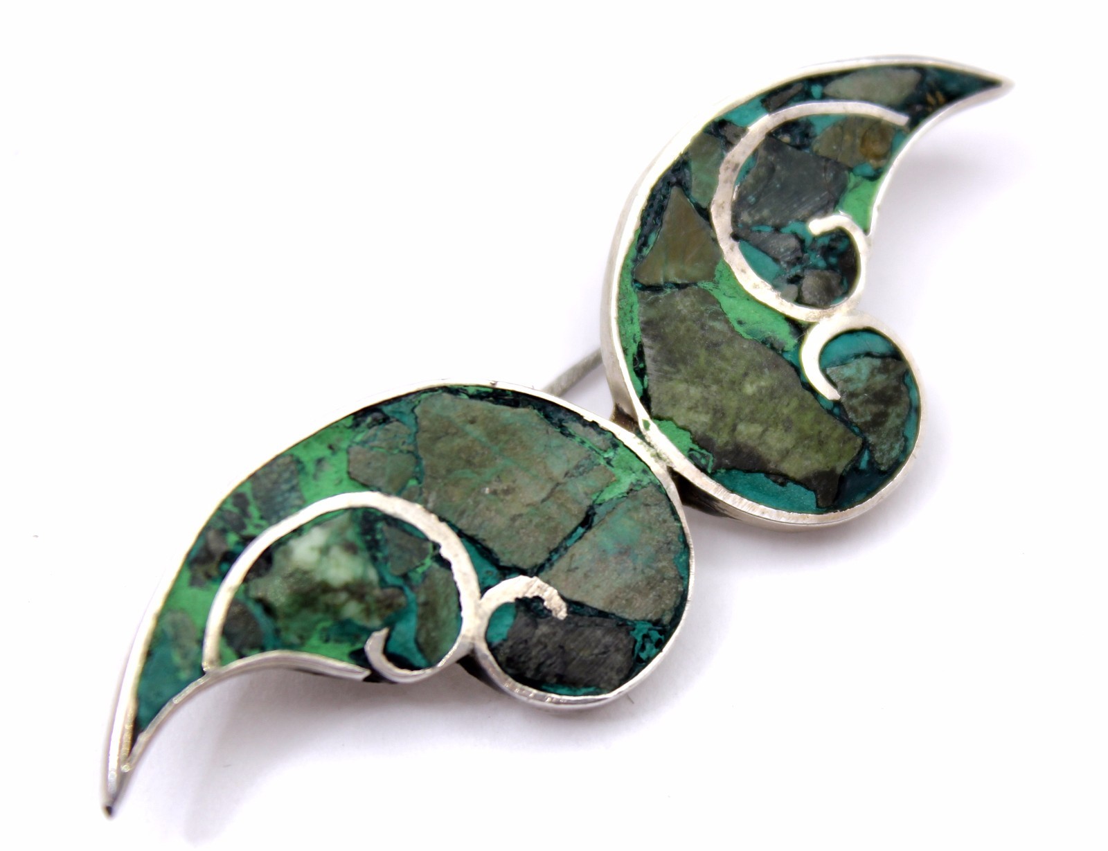 Beto Taxco Sterling Silver Butterfly Turquoise Inlay Mexico early  60's