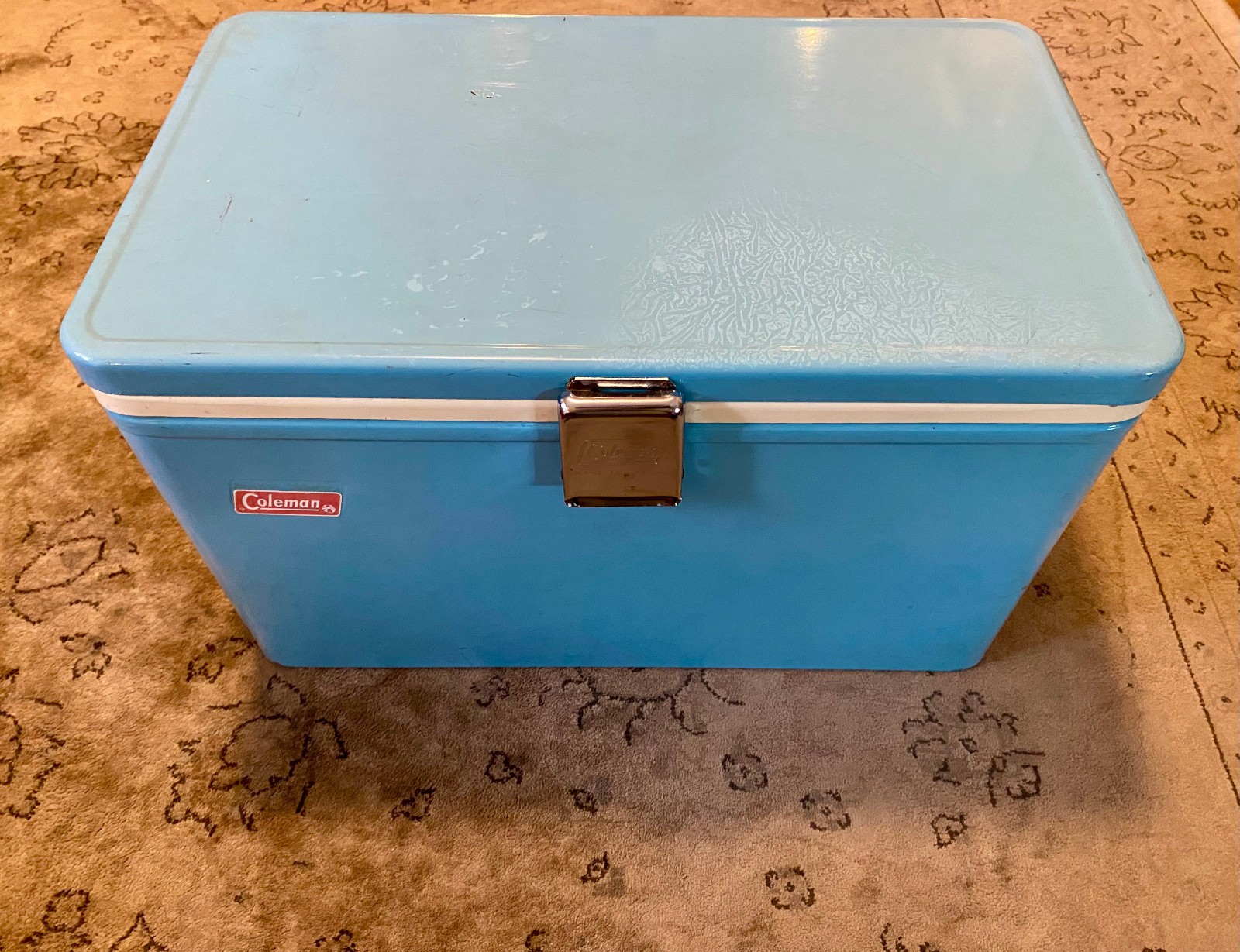 VINTAGE COLEMAN ALL METAL COOLER 1960's BLUE CANADA GOOD