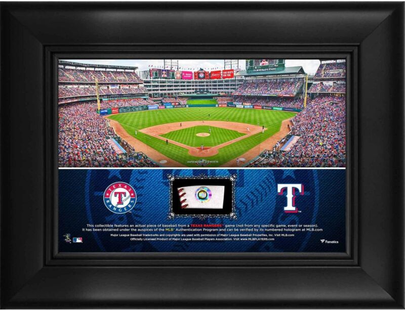Texas Rangers Framed 5x7 Stadium Collage w/a Piece of GU Baseball